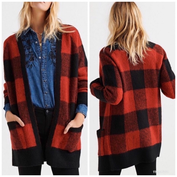 Lucky Brand Buffalo Plaid Cardigan 